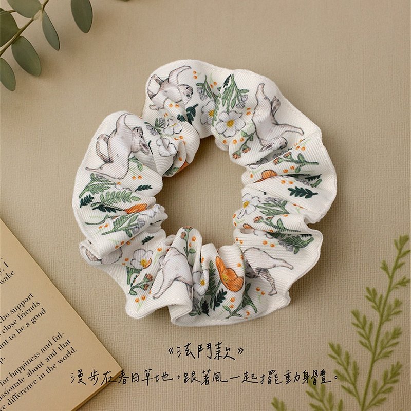 法斗款_森林系/弹性发圈/大肠发圈/动物插画/夏日必备 - 发饰 - 聚酯纤维 白色