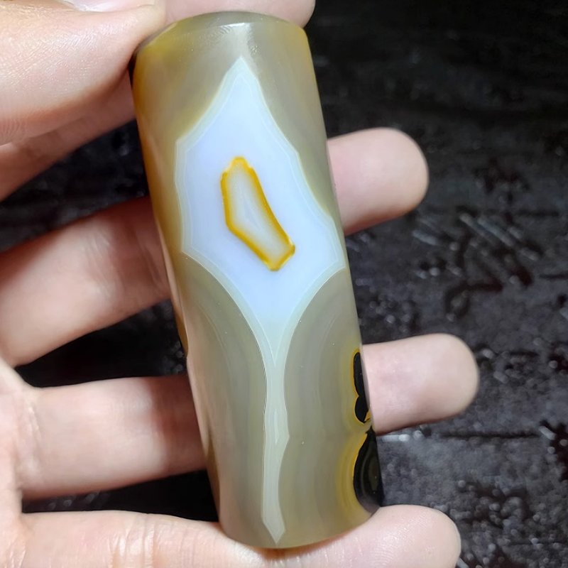 客制姓名印泥印章仿手工篆刻金丝玛瑙圆章 - 印章/印台 - 玉石 多色