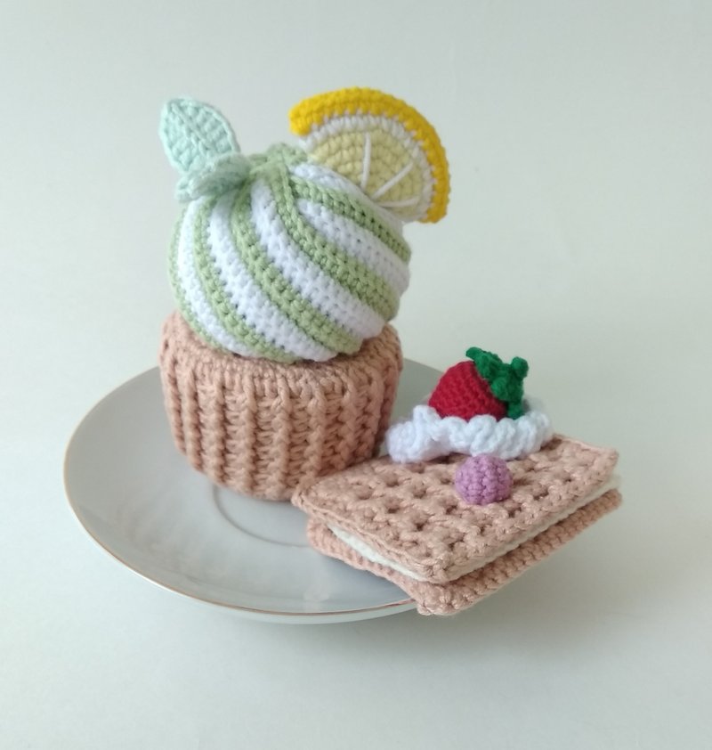 tea party set, Play food soft toy Fun for kids Home decor - 玩具/玩偶 - 棉．麻 