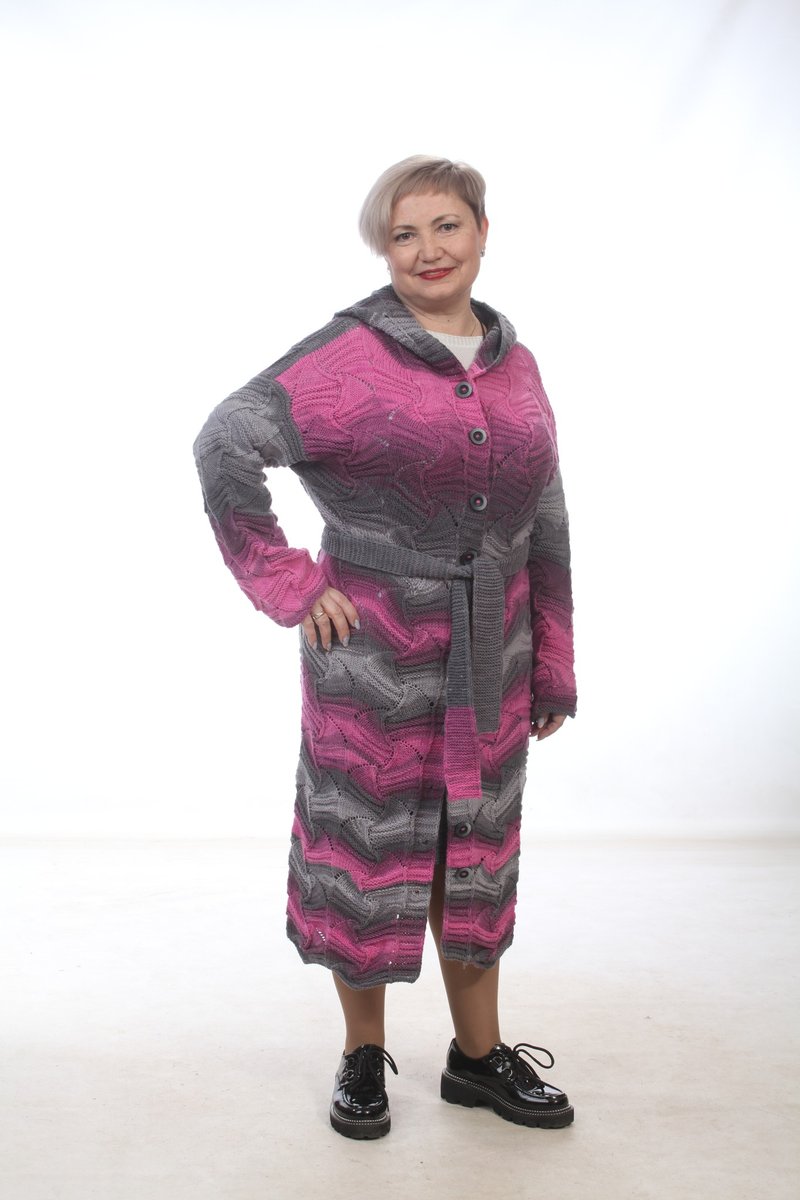 女式羊绒粉红手工针织连帽大衣 - 男装外套 - 羊毛 多色