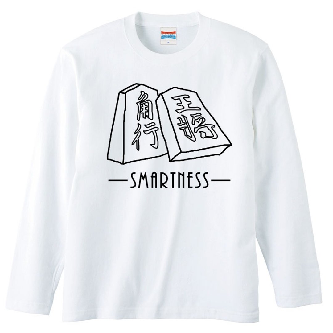 Long Sleeve T-shirt / Smartness Shogi - 男装上衣/T 恤 - 棉 白色