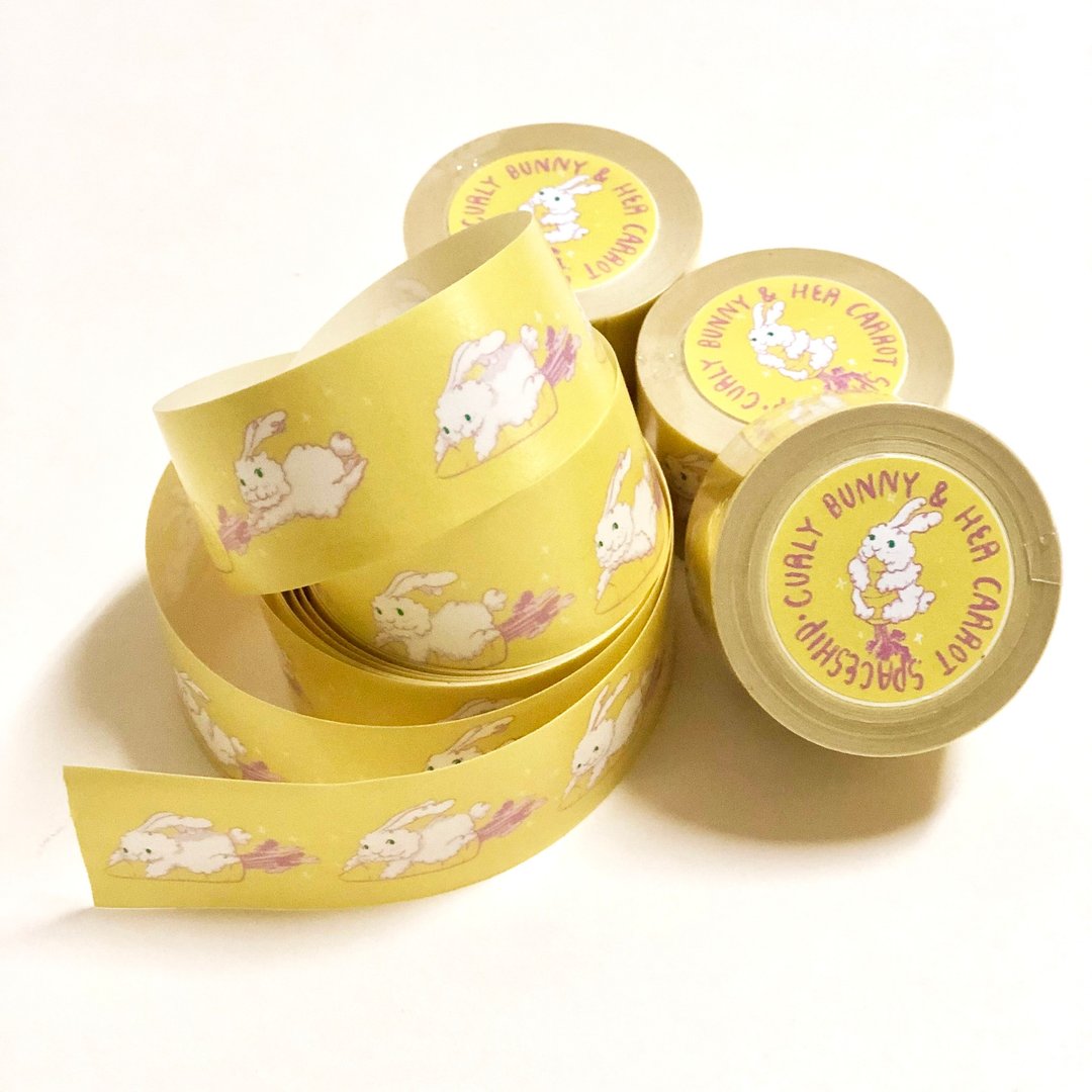 卷卷兔与萝卜飞行器 | 纸胶带 | 离型纸 - 纸胶带 - 纸 黄色