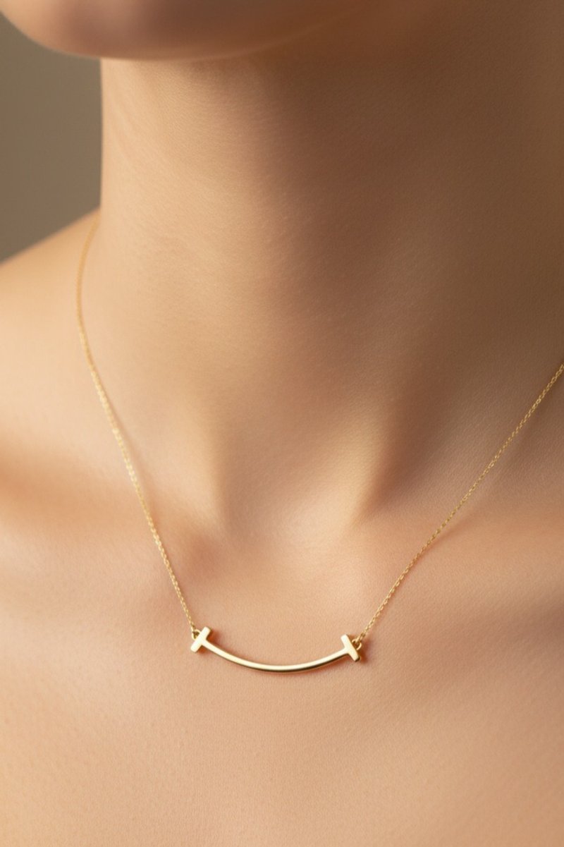 微笑 项链 正14K/18K 时尚百搭 轻珠宝  黄K金/白K金/玫瑰金 - 项链 - 贵金属 金色