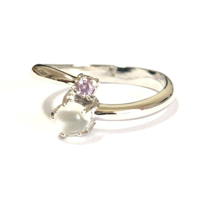 月光石钻石戒指 - 戒指 - 其他金属 银色