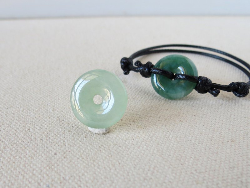 本命年【平安·如意】平安扣翡翠韩国蜡线手链*CHF14*招财、避邪 - 手链/手环 - 宝石 绿色