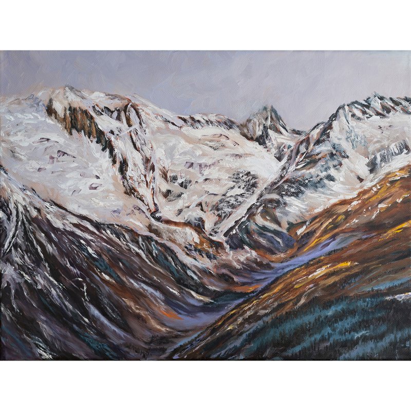 Dombay 山风景油画原创高加索山脉艺术品 - 墙贴/壁贴 - 其他材质 多色