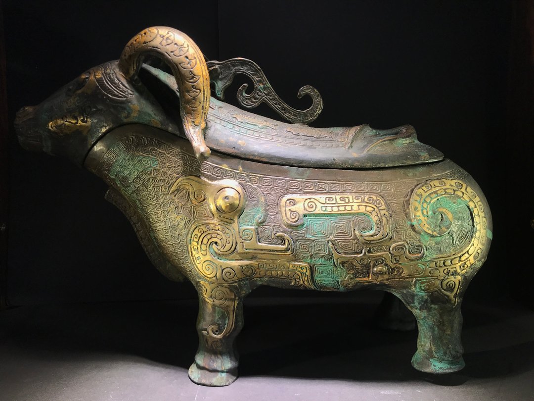 仿古 青铜牛型觥 青铜器 牺牛觥 铭文 商周牛型尊 牺尊 樽 古玩 - 摆饰 - 铜/黄铜 多色