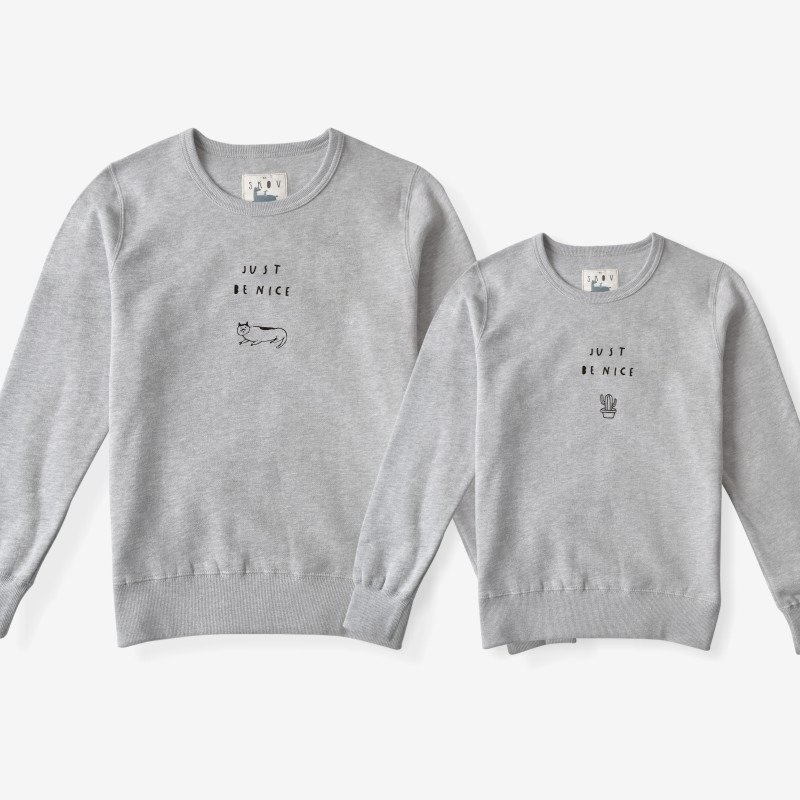 skov 安心 圆领卫衣 情侣装 全棉休闲文艺 独立设计品牌 - 中性连帽卫衣/T 恤 - 棉．麻 灰色