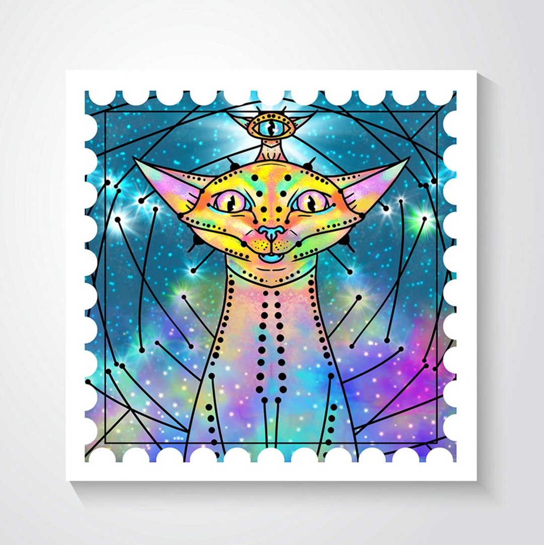 Digital download print Space Cat art 018, 貓, 海報, 畫, 客廳 掛畫, 油畫, 裝飾畫, 無框畫 - 海报/装饰画/版画 - 其他材质 多色