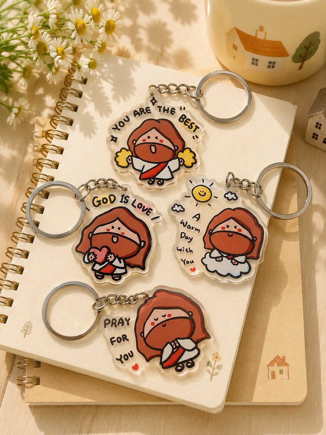 【天天与耶稣】与祢同行 - 钥匙圈(5cm) 福音礼品 礼物 幸福小组 - 钥匙链/钥匙包 - 压克力 白色