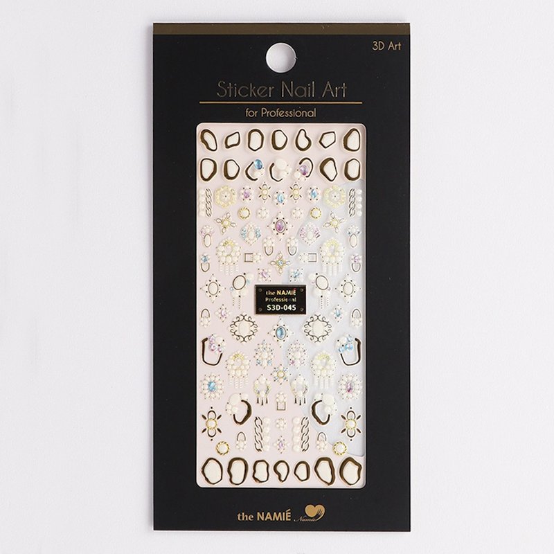 【专业用】美甲贴纸 3D Art 粗金属环与珍珠-金色【韩国制】 - 指甲油/指甲贴 - 纸 金色