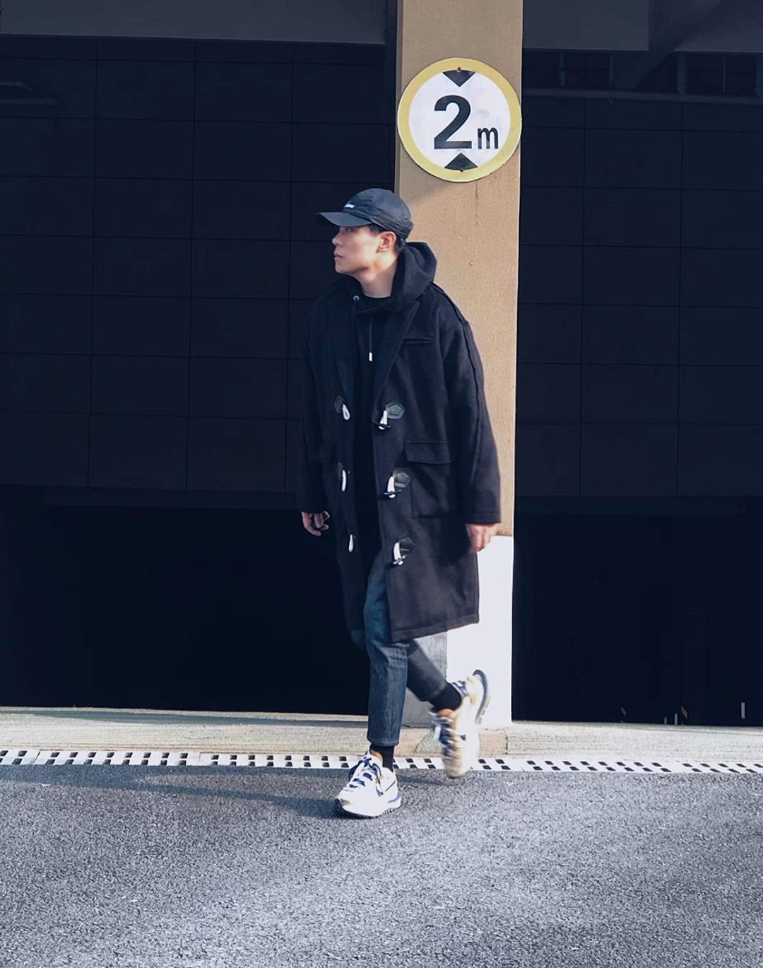 CITYBOY 日系中长款牛角扣大衣外套 - 男装外套 - 其他材质 黑色