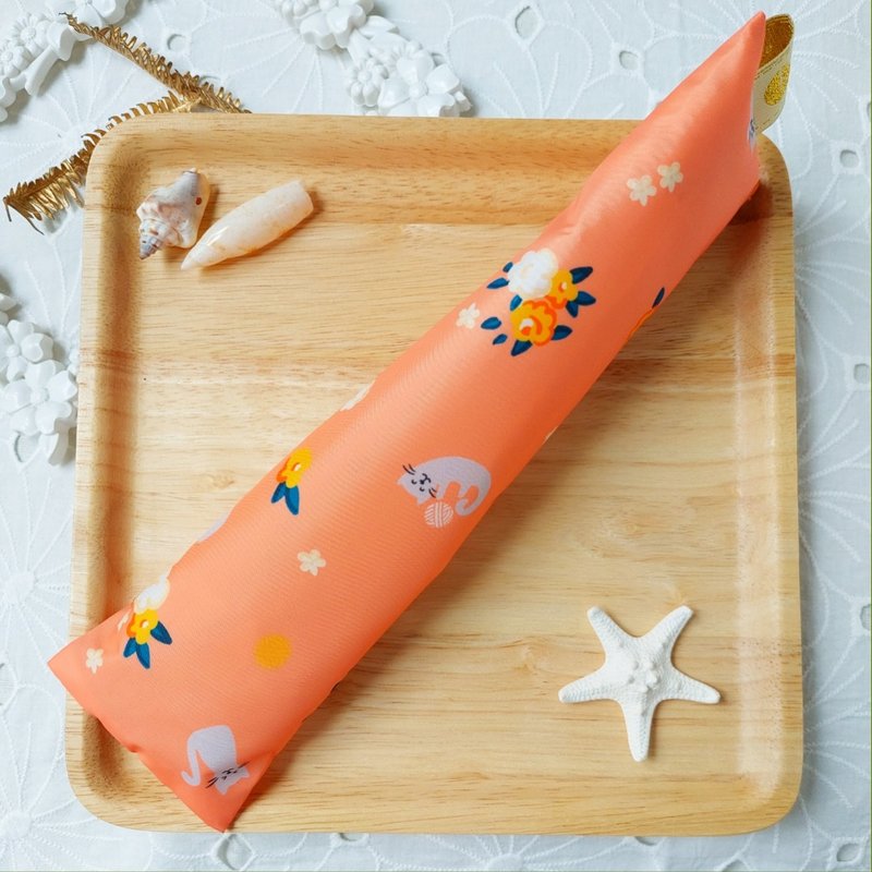 韩国亮橘色猫咪防水布拉链立体餐具袋 - 餐刀/叉/匙组合 - 防水材质 橘色