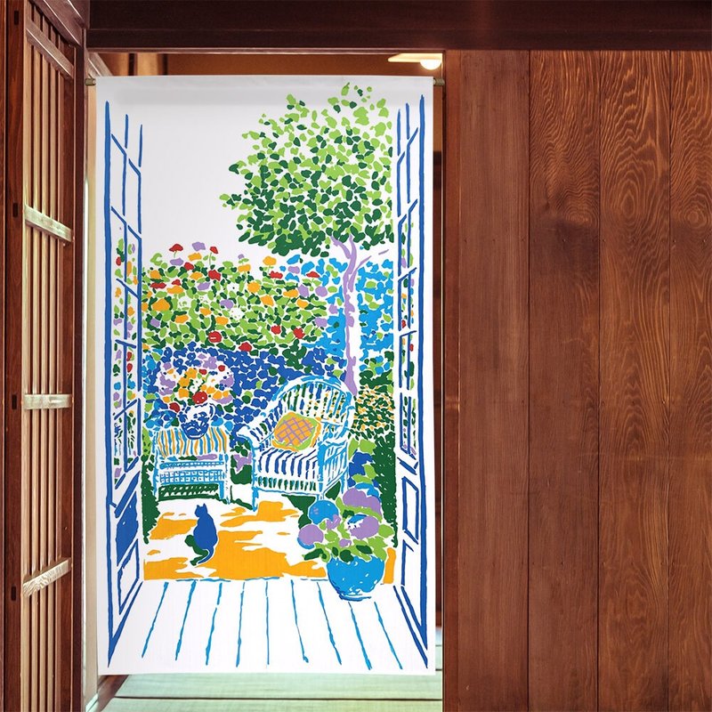 【预订】日本制 艺术油画风猫猫后花园长门帘 - 门帘/门牌 - 聚酯纤维 多色