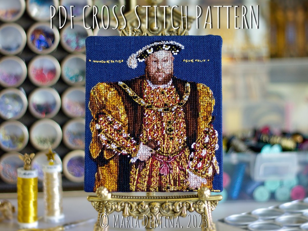 亨利八世都铎肖像 - Hans Holbein - PDF 十字绣图案十字绣 - 手工艺教程/工具书 - 其他材质 