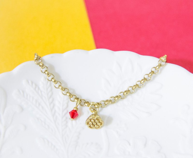 ”新年快乐“ / 好日 - 水晶 黄铜手链 - 手链/手环 - 宝石 黄色