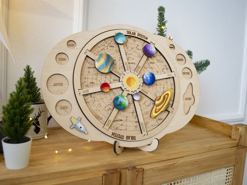 Educational toy for toddler, Solar system, Space puzzle - 玩具/玩偶 - 木头 卡其色