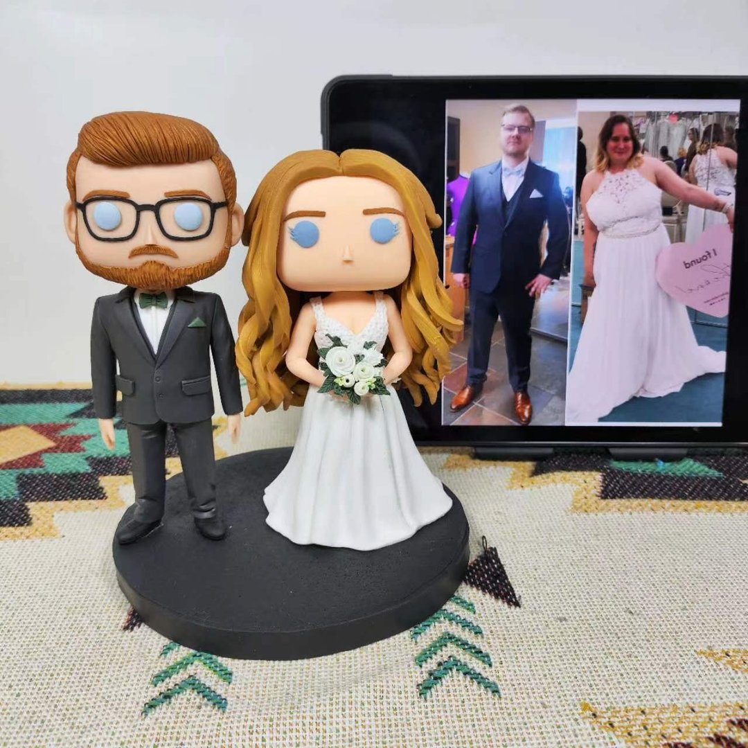 纯手工定制美国Funko Pop 自画像公仔情侣父母夫妻结婚周年礼物 - 玩偶/公仔 - 粘土 多色