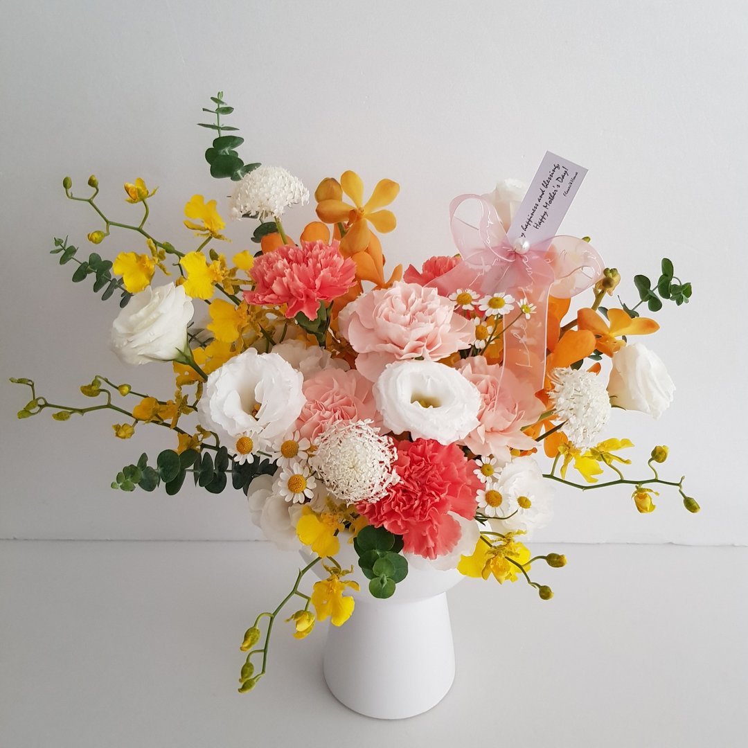 限西门町自取 鲜花 Love 妈咪 香柚沙瓦 粉橘黄色系康乃馨鲜花盆花 - 植栽/盆栽 - 植物．花 橘色
