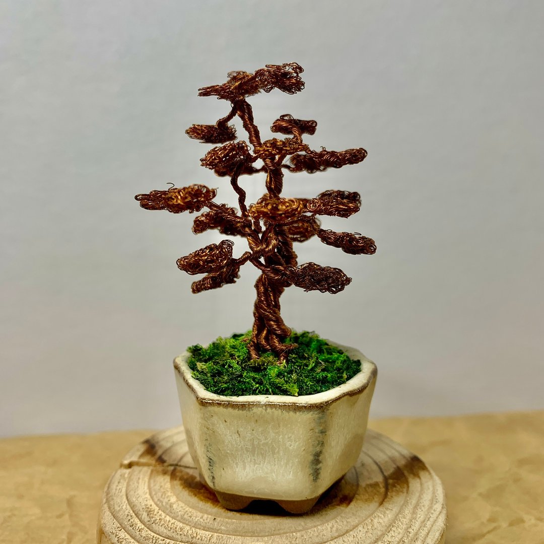 Straight trunk type wire bonsai - 摆饰 - 铜/黄铜 咖啡色