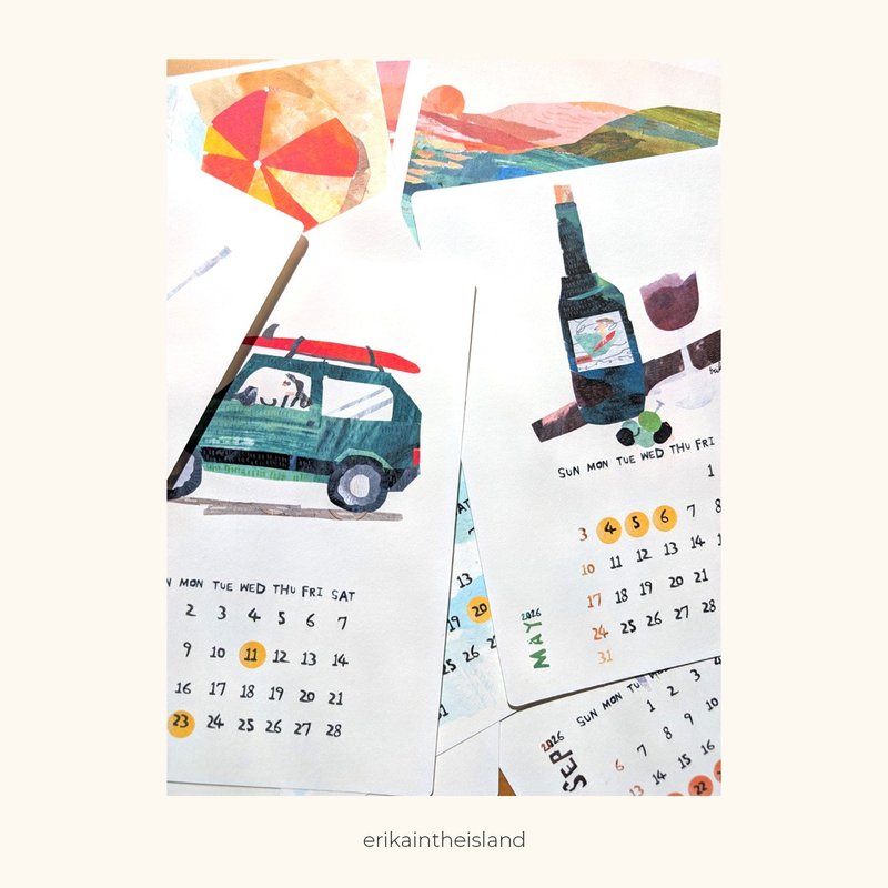 2026 年 日历 – 使用后可作明信片和家居装饰 - 年历/台历 - 纸 多色