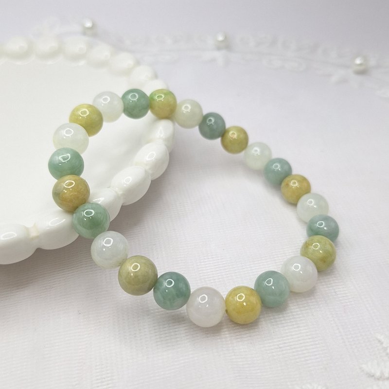 温润多彩手串 手珠 珠串 |天然缅甸玉A货翡翠 - 手链/手环 - 玉石 