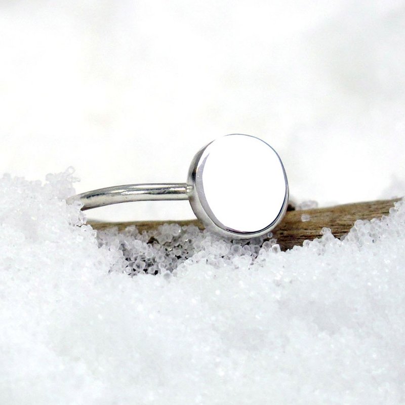 纯银手工 小圆戒指(大) 925纯银戒指 女生戒指 线戒 尾戒 - 戒指 - 纯银 银色