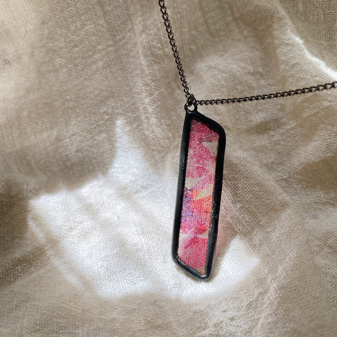 渲染 l 镶嵌玻璃项链 - 项链 - 玻璃 粉红色