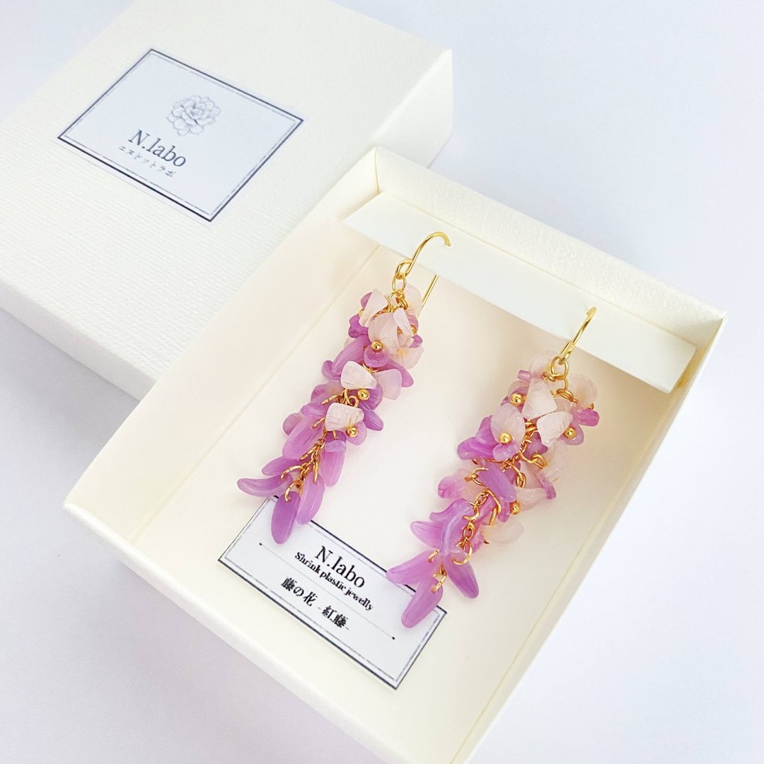 Wisteria Flower lover Earrings [Red Wisteria] Earrings/ Clip-On - 耳环/耳夹 - 塑料 紫色