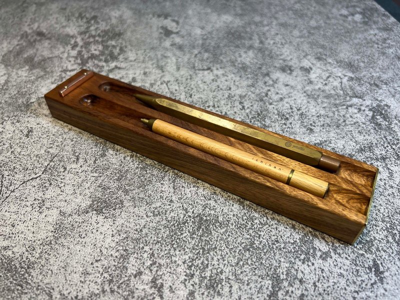 岩选 - 乌金木笔盘/笔筒/笔座   (古典系列3号) - 笔筒/笔座 - 木头 咖啡色