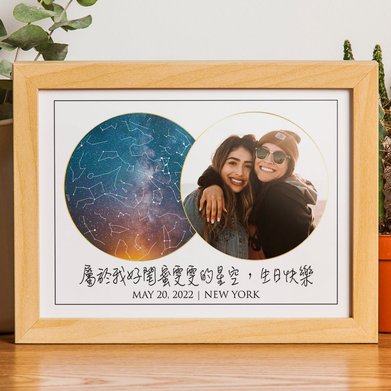 【定制化】专属于好朋友好姐妹闺蜜生日当天的真实星空夜晚电子档 - 海报/装饰画/版画 - 木头 白色