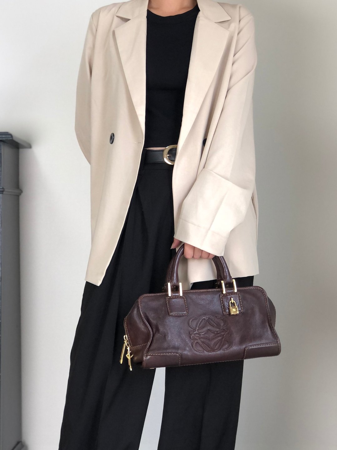 【 VintageShop solo 日本直送中古包专卖店 】LOEWE 罗威 Amazona 28 手提包 2way 棕色 Anagram 皮革 迷你波士顿包 vintage zey847 - 手提包/手提袋 - 真皮 咖啡色