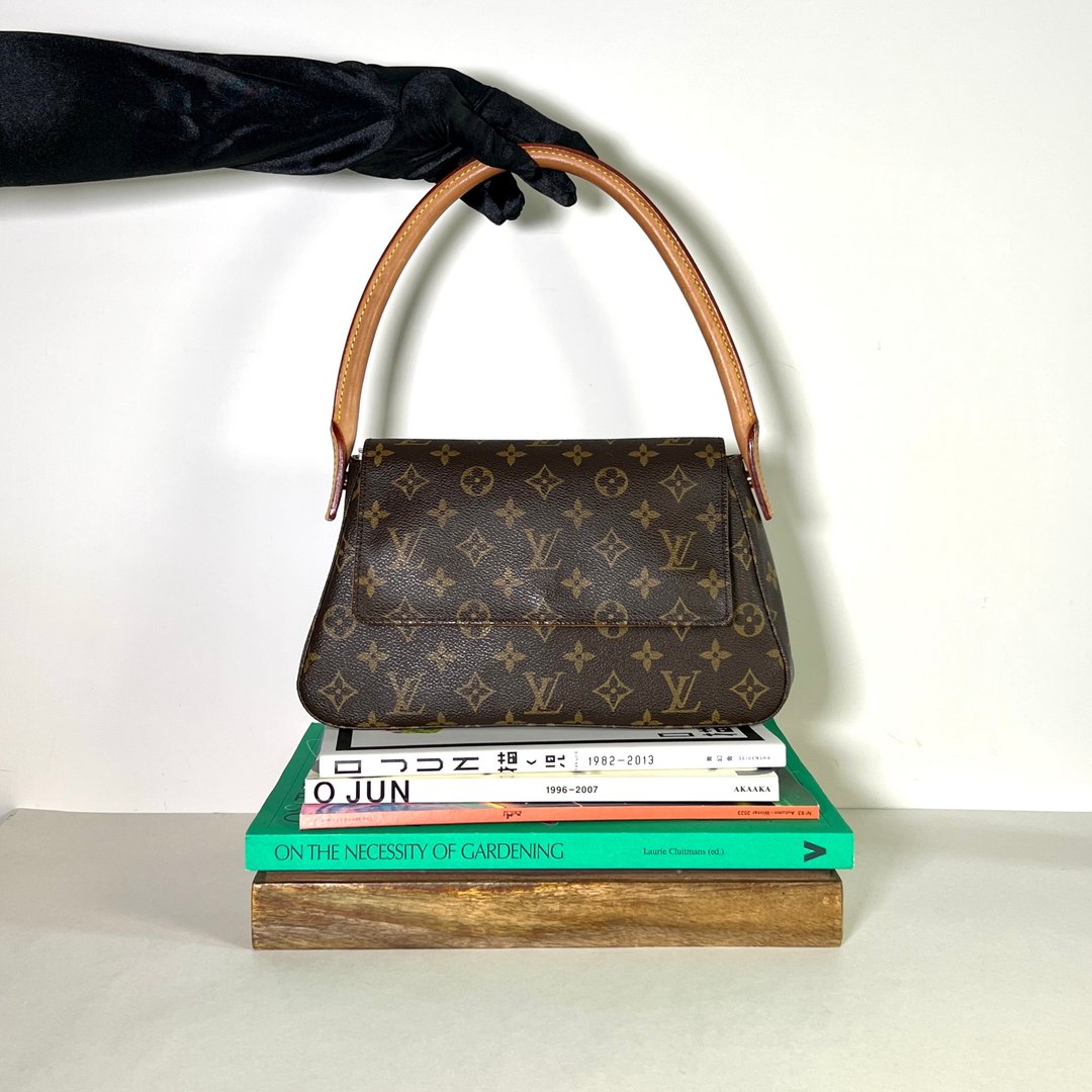 LV looping bag啡色老花皮革侧肩孭背单肩包手袋古董袋 日出中古 - 手提包/手提袋 - 真皮 咖啡色