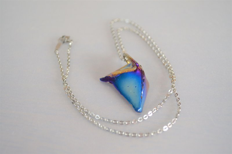 titanium pendant・polygonal・pure titanium pendant・blue polygon・B - 项链 - 其他金属 多色