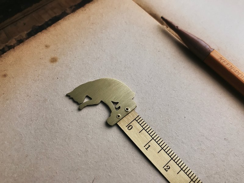 【脐加厝】文具系列│手工黄铜动物书签尺│猫 - 书签 - 铜/黄铜 