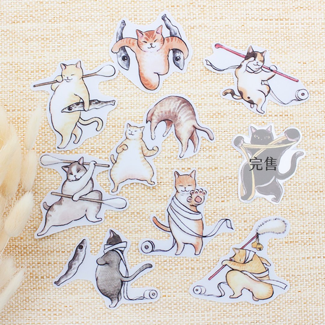 透明贴纸 - 中二猫 - 防水、防刮、防晒 - 任选4张 - 贴纸 - 塑料 透明