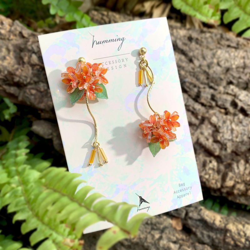 耳环 金木犀 树脂 耳勾 耳夹 蓝 手工 礼物 礼盒 情人节 - 耳环/耳夹 - 绣线 多色