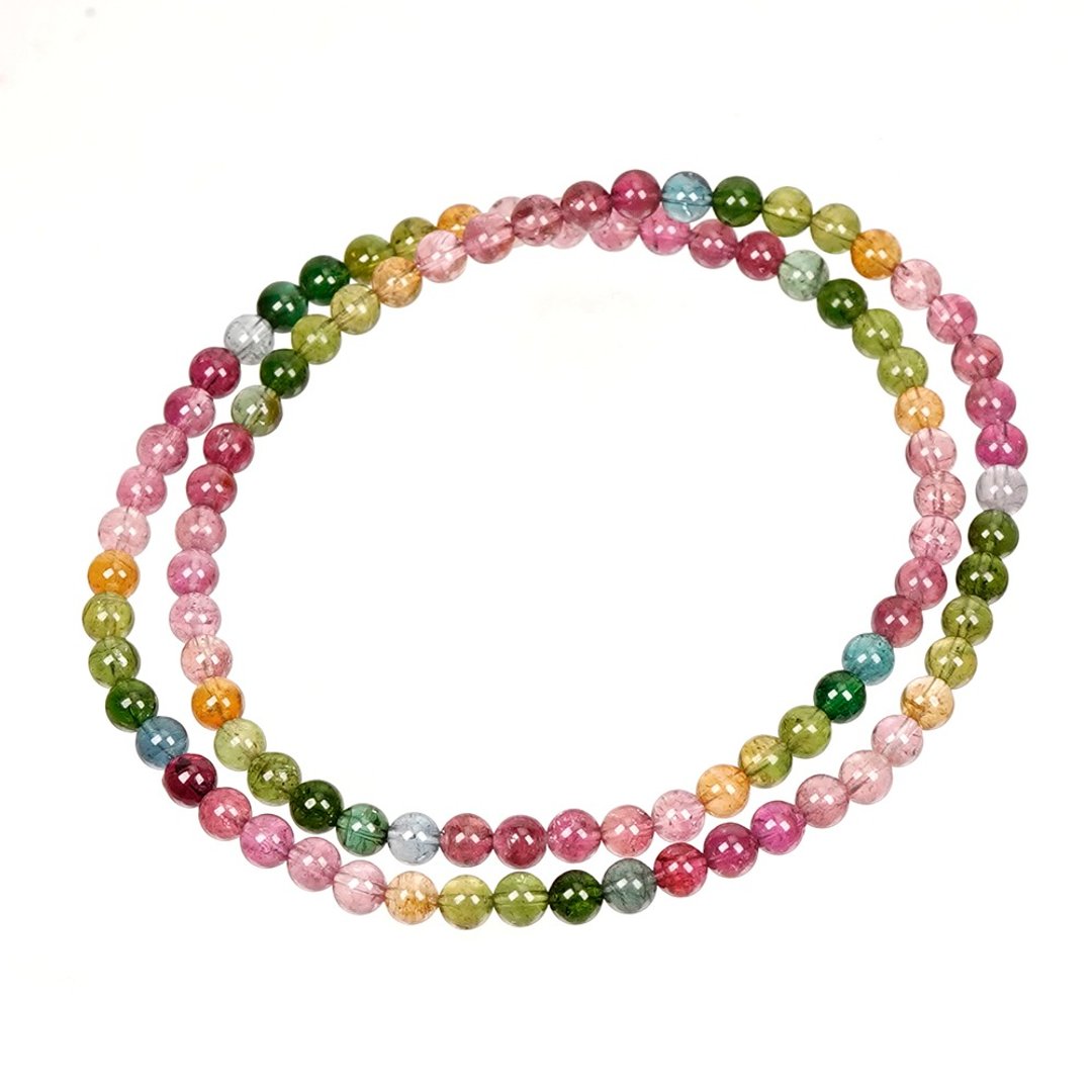 【正佳珠宝】 彩碧玺 顶级彩虹渐层碧玺 5.8-6.2mm 彩碧玺三圈 - 手链/手环 - 半宝石 多色