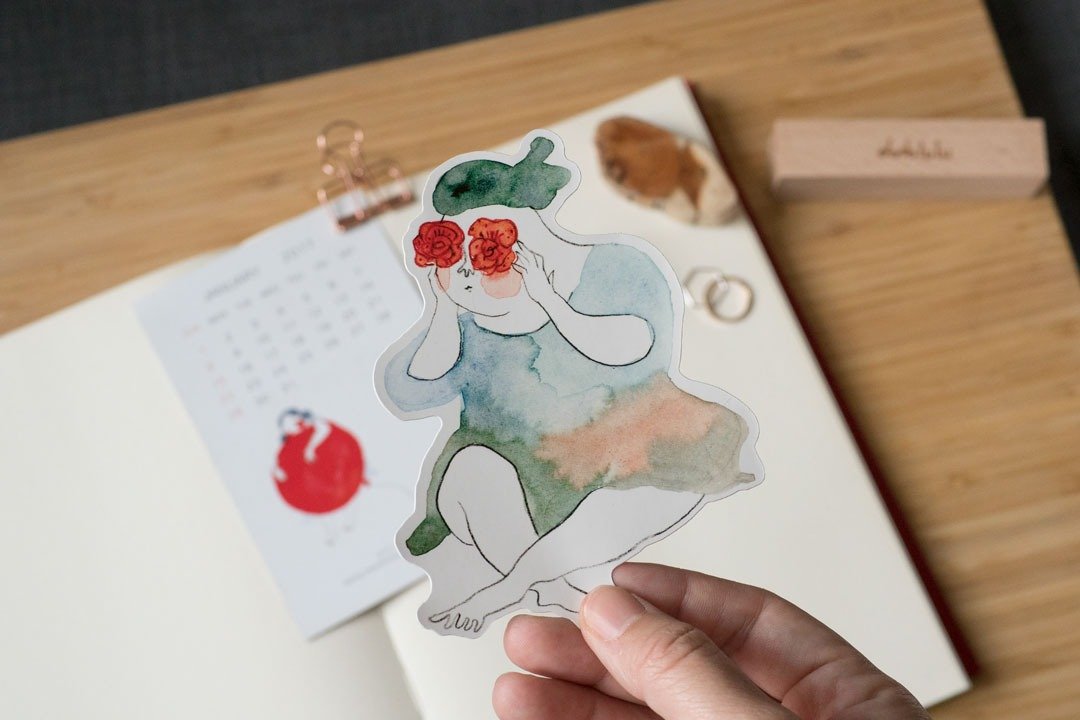 大贴纸 眼前玫瑰 手绘插画贴纸 | dodolulu - 贴纸 - 纸 多色