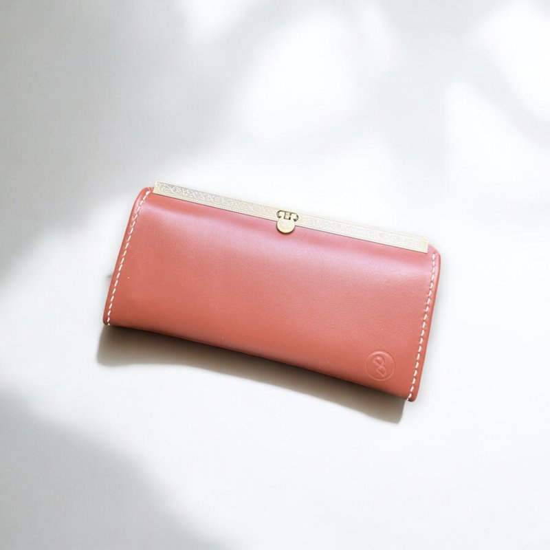 DUAL-牛皮淑女平口长夹 - 红棕 (母亲节/情人节/口金包/生日礼物) - 皮夹/钱包 - 真皮 咖啡色