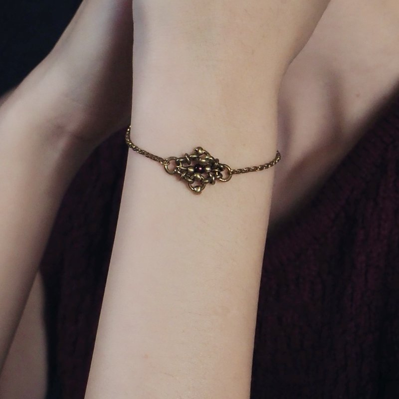 镂空编织菱形细手链 紫 - 手链/手环 - 铜/黄铜 金色