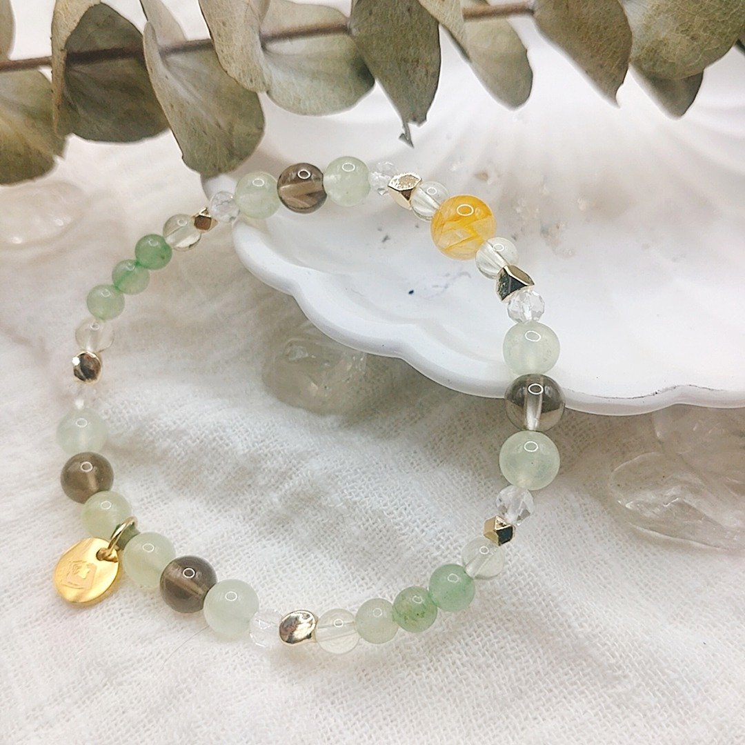 【春之翡翠】黄胶花 黄水晶 葡萄石 茶晶 东菱玉 白水晶 | 水晶手 - 手链/手环 - 水晶 绿色