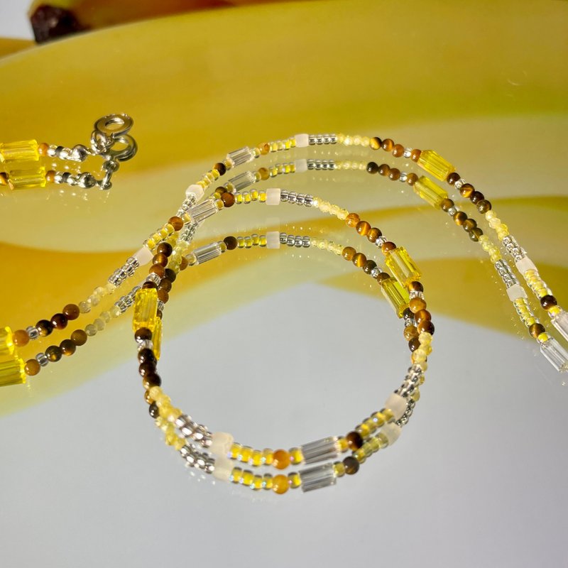 缤纷鲜果蔬菜系列 - 025 香蕉宝石项链 - 项链 - 银 黄色