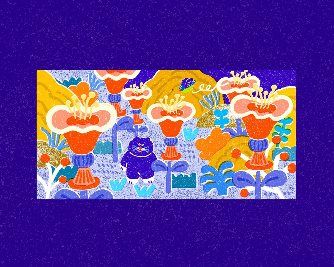 布鲁玛鲁与鸟朋友—异世界花园 - 卡片/明信片 - 纸 蓝色
