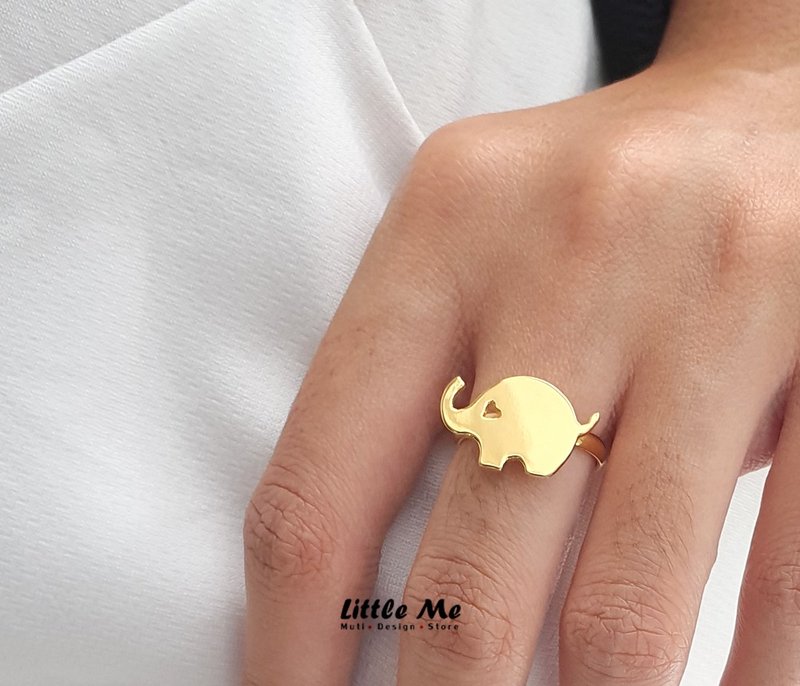 Handmade Little Elephant Ring - 18K gold plated on brass - 戒指 - 其他金属 金色