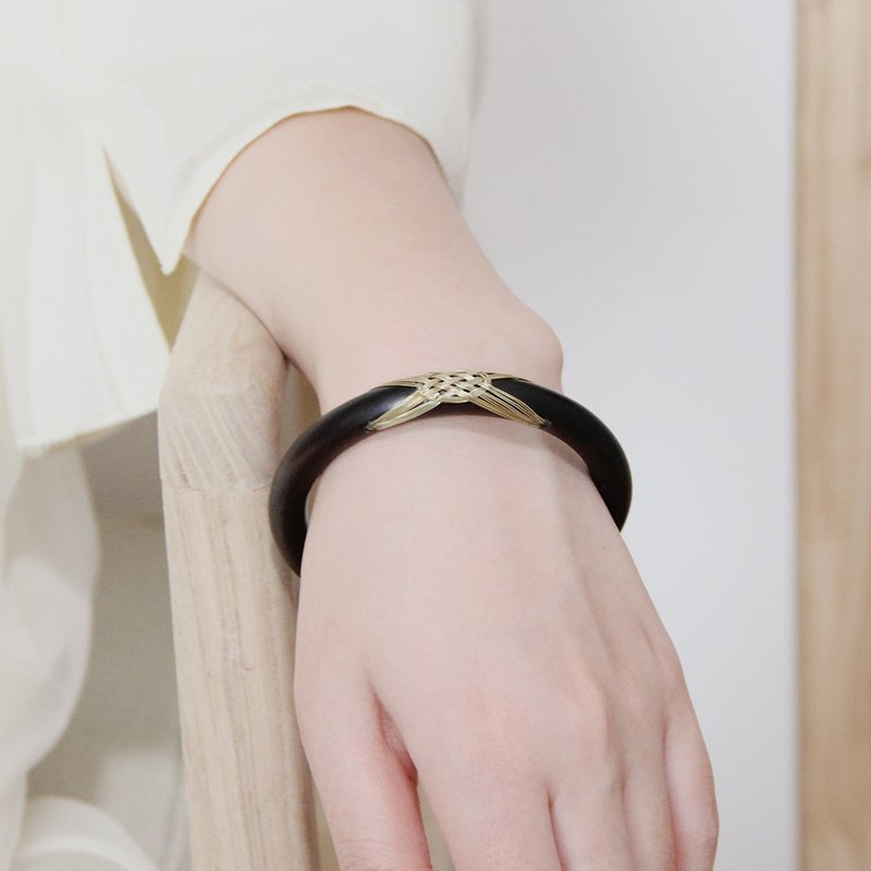 紫光黑檀木编纯银手镯未时VISHI独家原创设计老工艺手工情侣 - 手链/手环 - 木头 