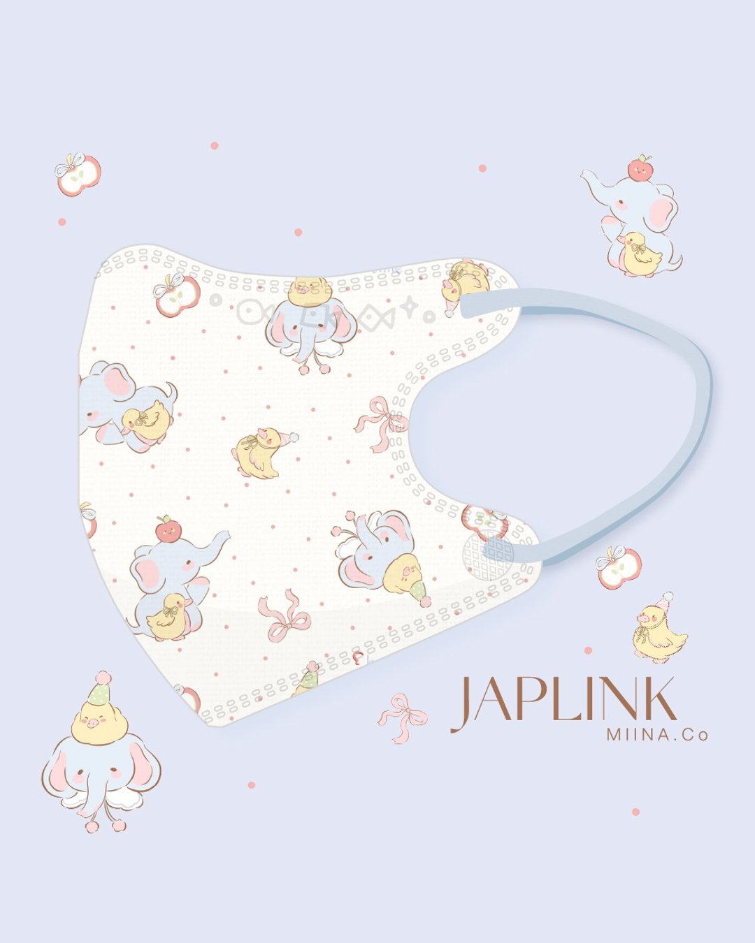【 0-3岁】JAPLINK 幼幼医疗口罩-小飞象 - 口罩 - 聚酯纤维 蓝色