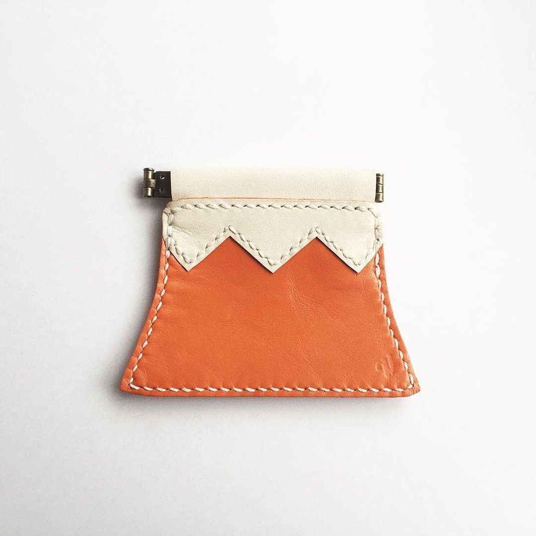 Mt. Fuji leather spring guchi Asayake Fuji - 化妆包/杂物包 - 真皮 橘色