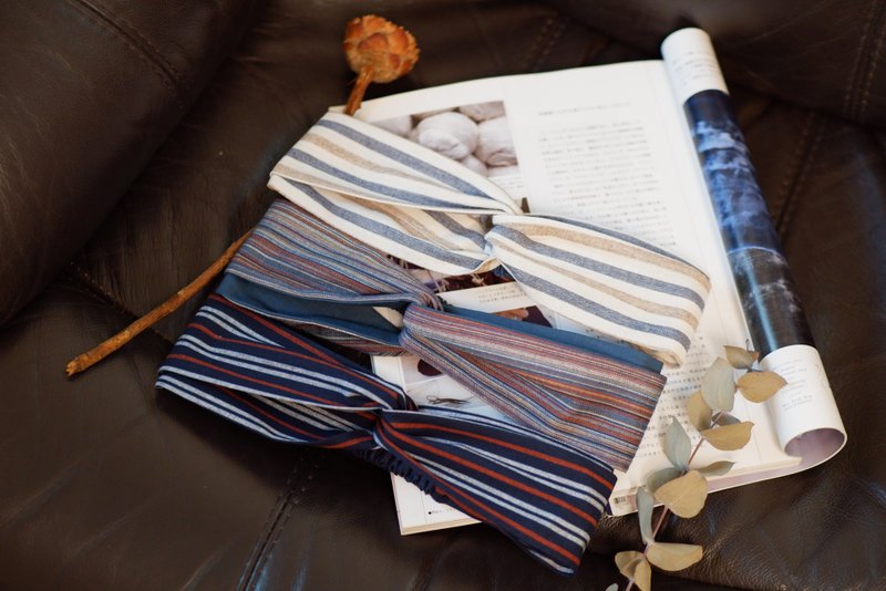 幼交叉发带の简约条子 - 发带/发箍 - 棉．麻 多色