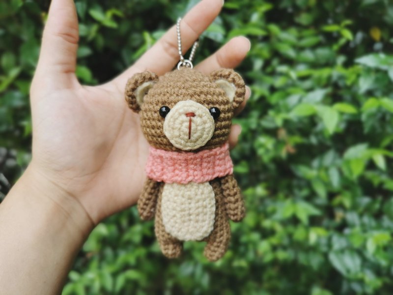 Brown bear animal crochet keychain - 其他 - 聚酯纤维 咖啡色